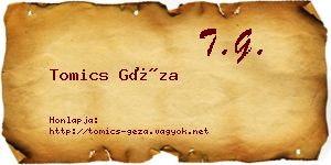 Tomics Géza névjegykártya